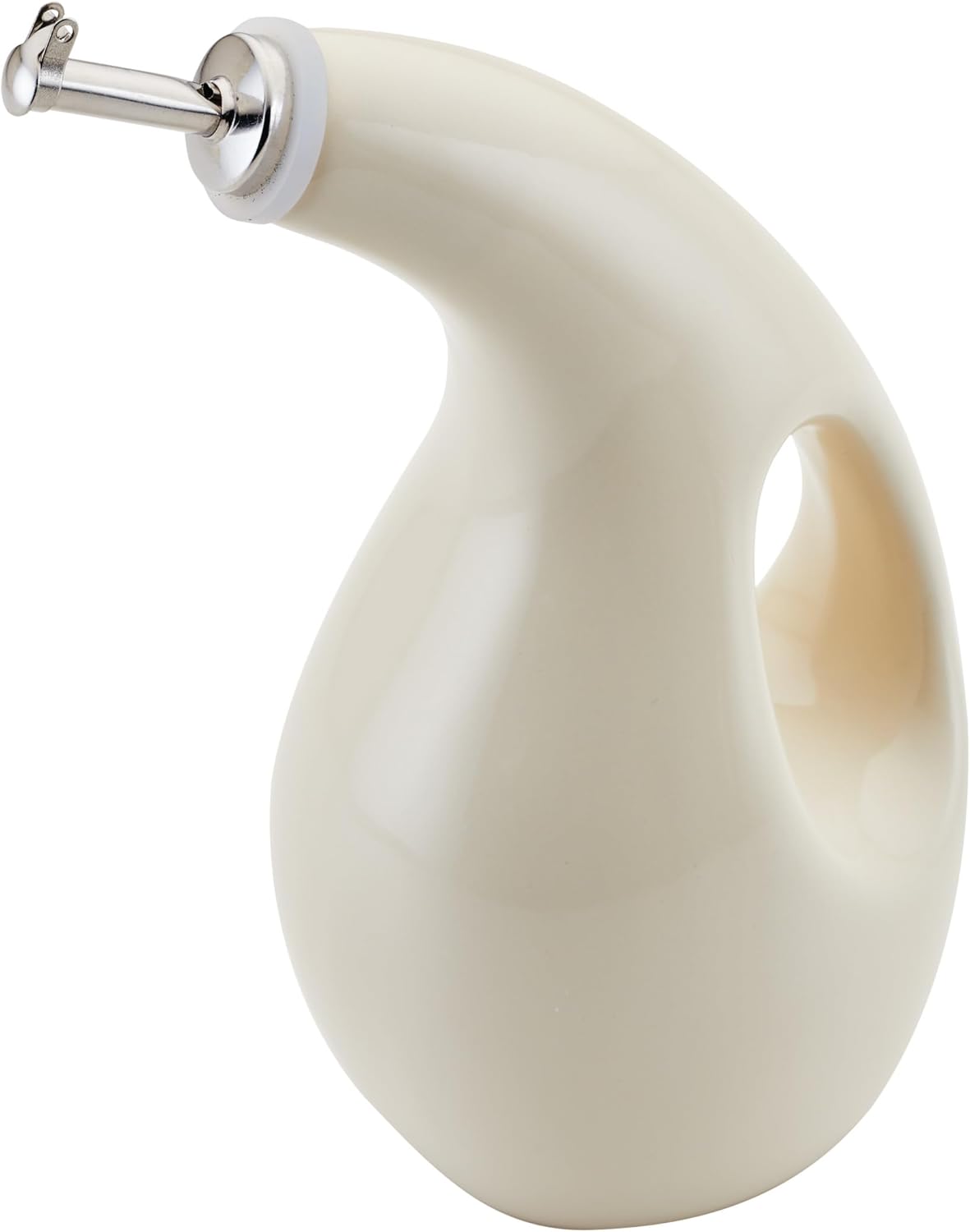 Rachael Ray Ceramics EVOO Oil and Vinegar Dispensing Bottle, 24 Ounce, Almond