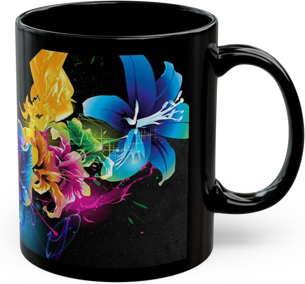 11 OZ Novelty Coffee Mug – Vibrant Floral Design – Unique Ceramic Tea & Coffee Cup – Gift for Women, Gardeners, Flower Lovers – Colorful Holiday Drinkware