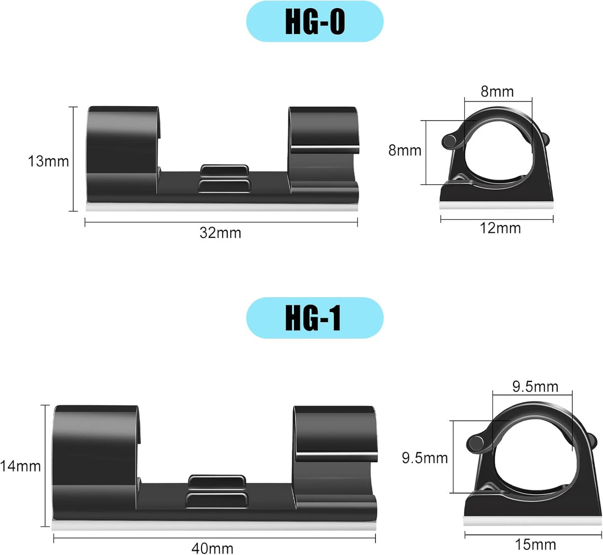 XHF 35pcs Large Self Adhesive Cable Clips Black,Wire Clips Cable Management Wire Organizer Cord Holder for Under Desk, Car, Wall, TV PC Ethernet Cable