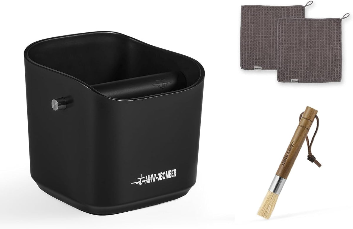 MHW-3BOMBER Espresso Knock Box, 1.2L(15 Cups) Coffee Knock Box with Clean Set and Removable Knock Bar for Espresso Puck, Coffee Ground, Durable Espresso Accessories, CS7091-OS