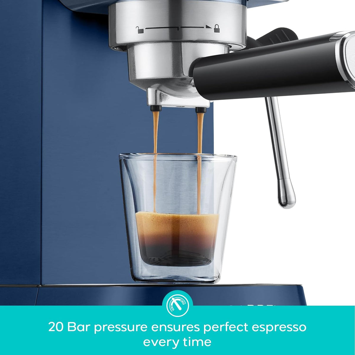 CASABREWS Espresso Machine 20 Bar, Professional Espresso Maker with Milk Frother Steam Wand, Espresso Coffee Machine with 34oz Removable Water Tank, Sapphire Blue