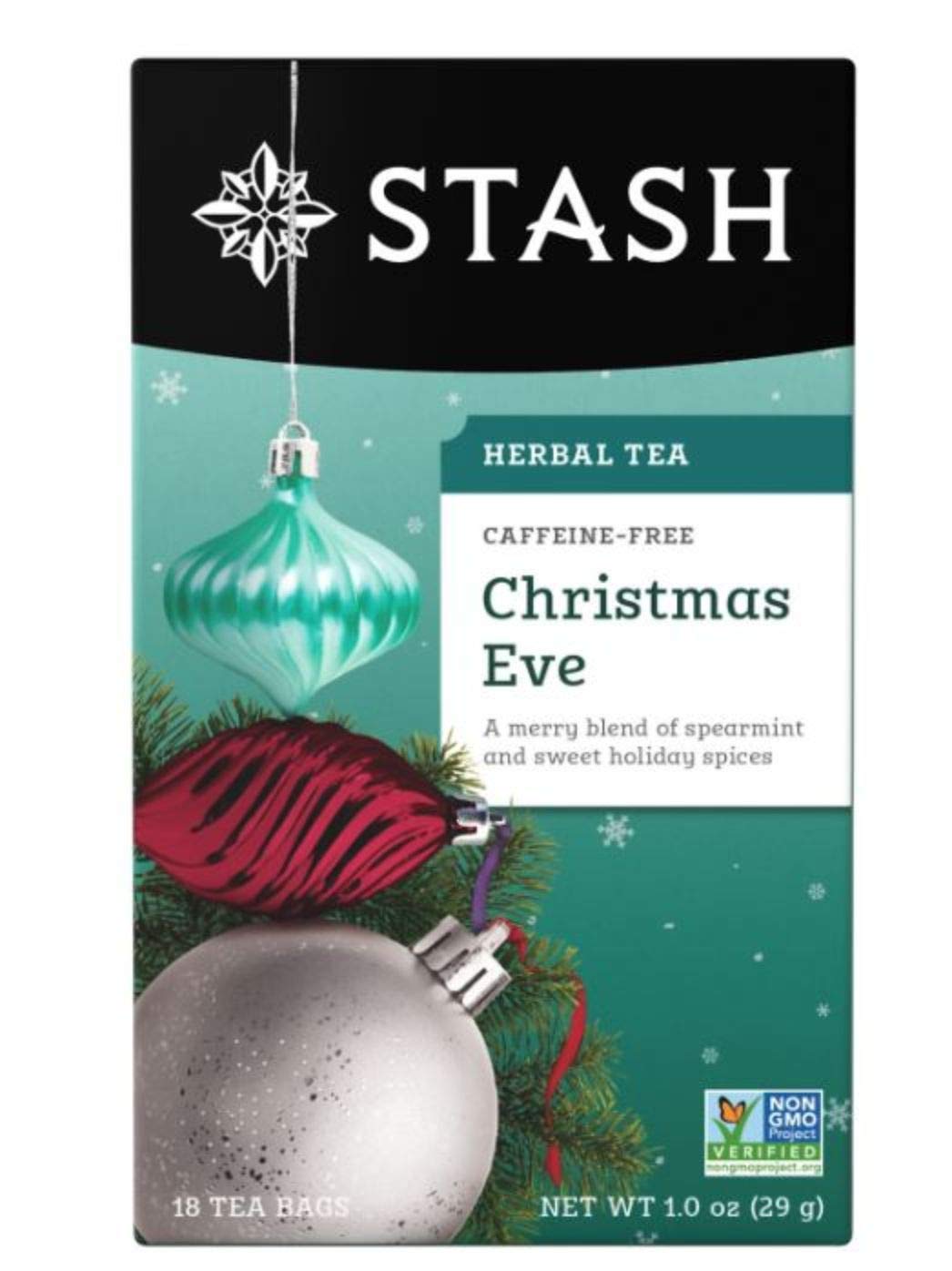 Stash Tea Christmas Eve Herbal Tea - Naturally Caffeine Free, Non-GMO Project Verified Premium Tea with No Artificial Ingredients, 18 Count (Pack of 6) - 108 Bags Total