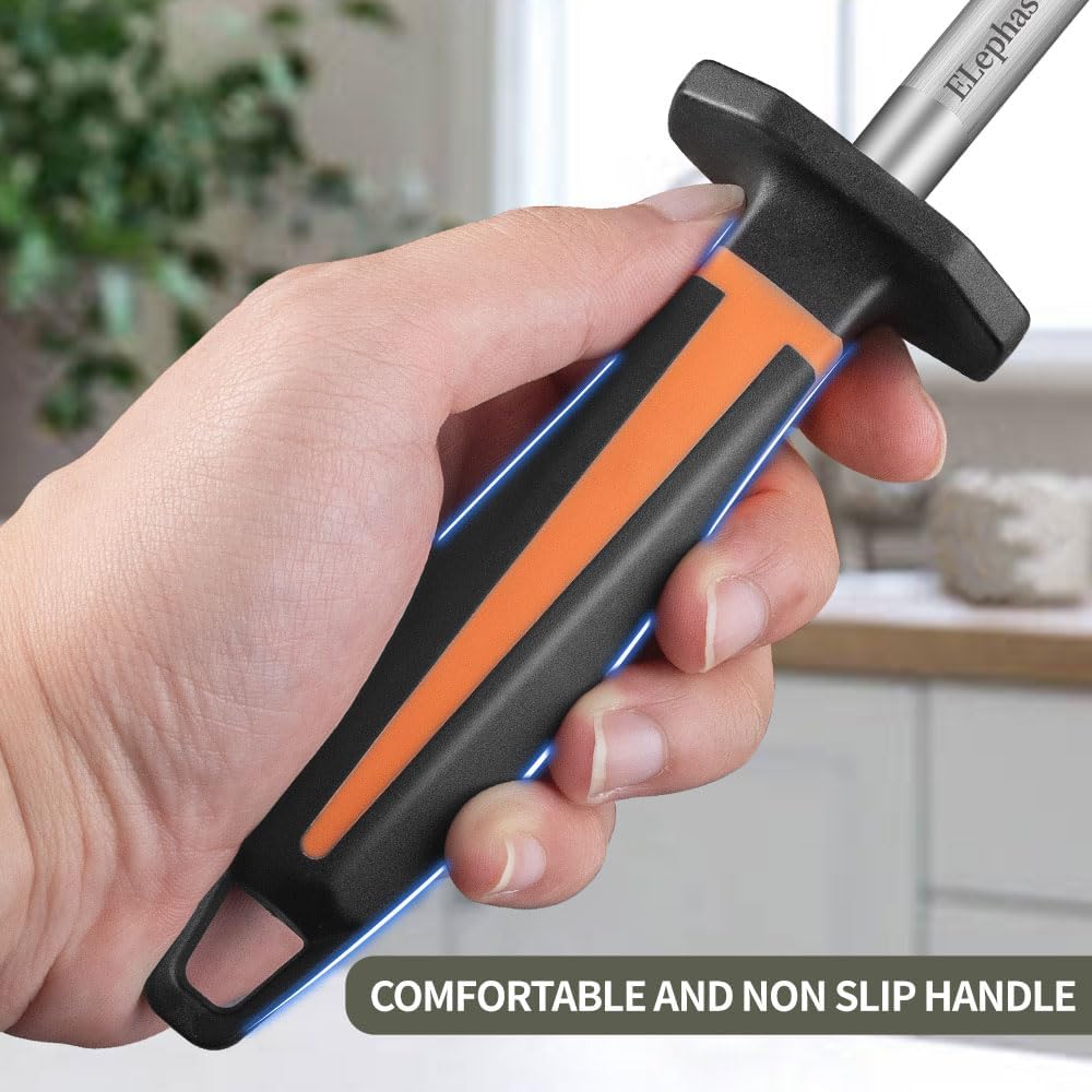 Selected High-Carbon Steel Honing Rod - Honing Steel Made of Hardened with Classic Simplicity Handle Sharpening Steel for Knife Sharpeners for Kitchen Knives (12IN)