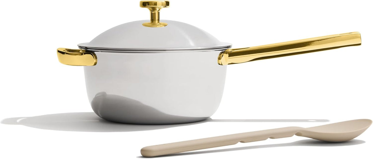 Our Place Titanium Mini Perfect Pot Pro - 2.75 Qt No-Coating Nonstick Pot | Tri-Ply Titanium & Stainless Steel | Oven-Safe up to 750°F & Compatible with All Cooktops | Gold