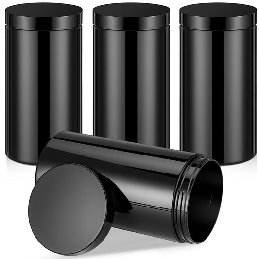 Patelai 4 Pieces Round Wide-mouth Leak Proof Plastic Container Jars with Lids for Travel Storage Makeup Beauty Products Face Creams Oils Salves Ointments DIY Making(32 Ounce,Pure Black)