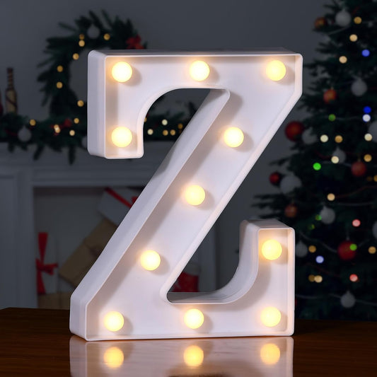 Foaky LED Letter Lights Sign Marquee Light Up Letters Sign for Night Light Wedding/Birthday Party Battery Powered Christmas Lamp Home Bar Decoration(Z)