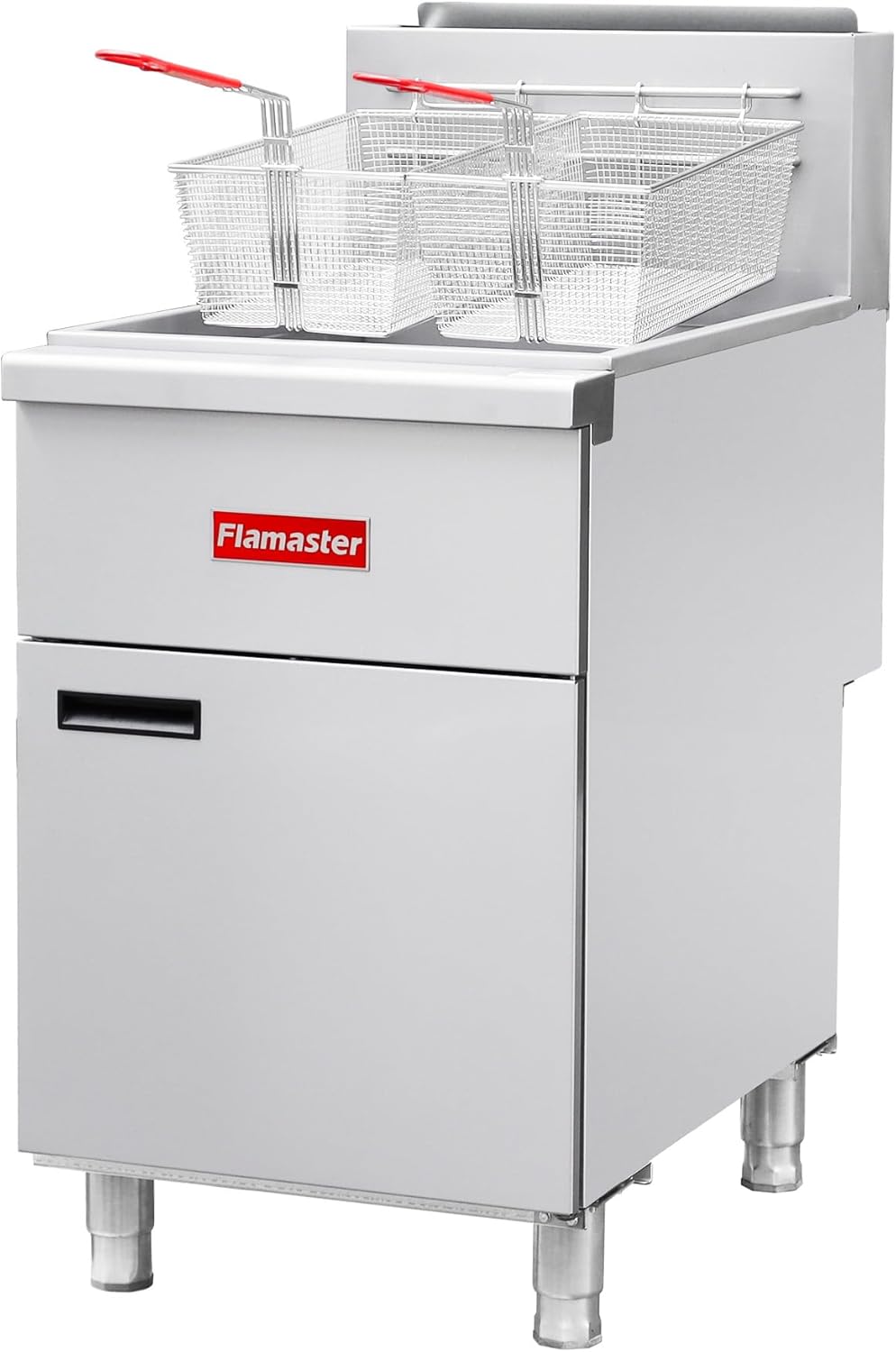 Commercial Open Pot Fryer with 2 Baskets, 122000 BTU 50-60 Lbs Oil Capacity Natural Gas Fryer, Only Commercial Use Stainless Steel Deep Fryer for Restaurants, Food Trucks-Floor Standing