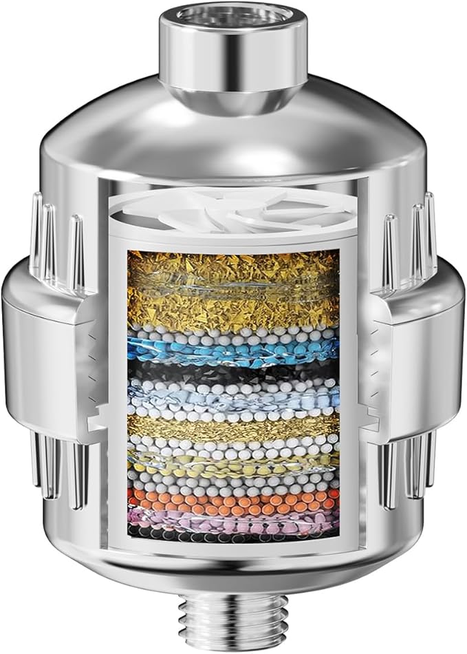 20 Stage Shower Head Filter,Revitalize Hair,Skin Nails While Purifying Water,Prevent Scale Buildup,High Output Fan Technology Softener Hard Water 99% Remove Lead,Chlorine,Fluoride and Chemicals,Chrome