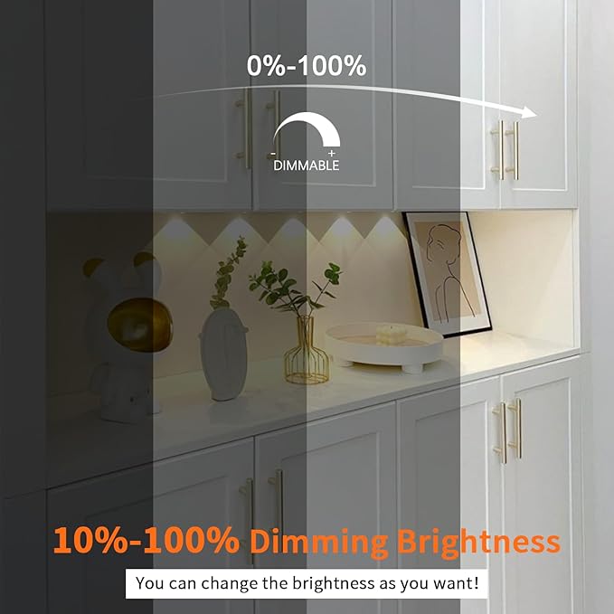 VST Under Cabinet Lights CCT 3000K-6000K, Puck Lights Color Temperature and Brightness Adjustable with Touch Switch and ETL Listed Led Driver, Plug in Led Light for Kitchen Under Cabinet Wardrobe