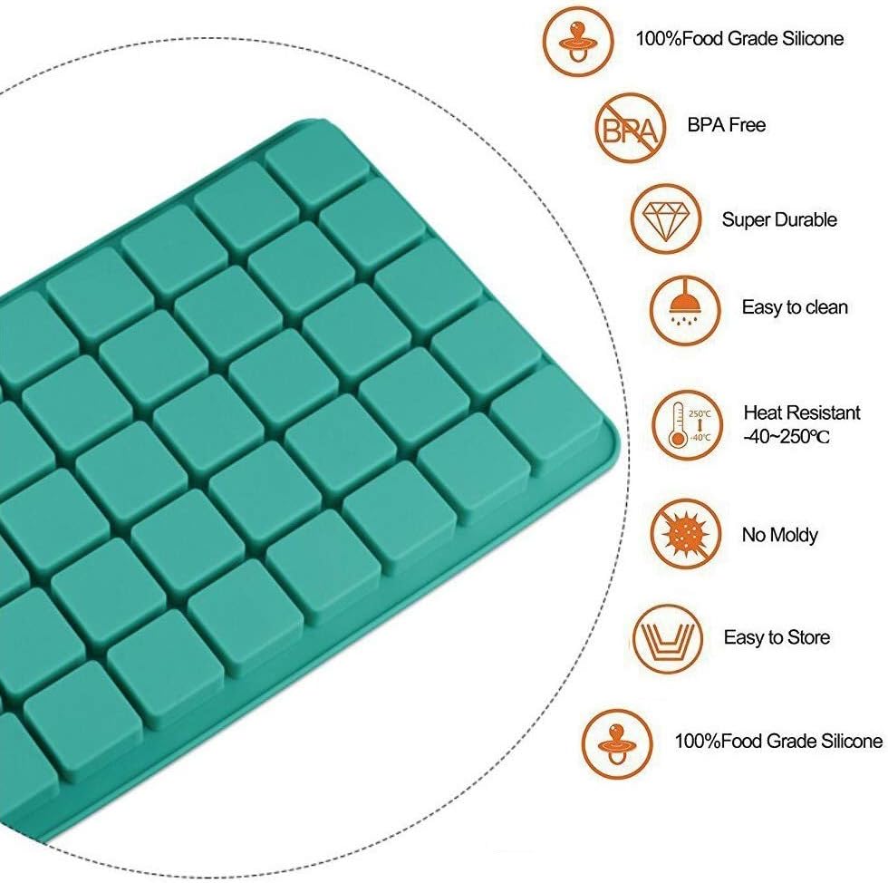 Mity rain 2 Pack 40-Cavity Square Caramel Candy Silicone Molds,Chocolate Forf Truffles, Fat Bombs Keto Snacks, Whiskey Ice Cube Tray,Grid Fondant Mould,Hard Candy Pralines Gummy Jelly Mold