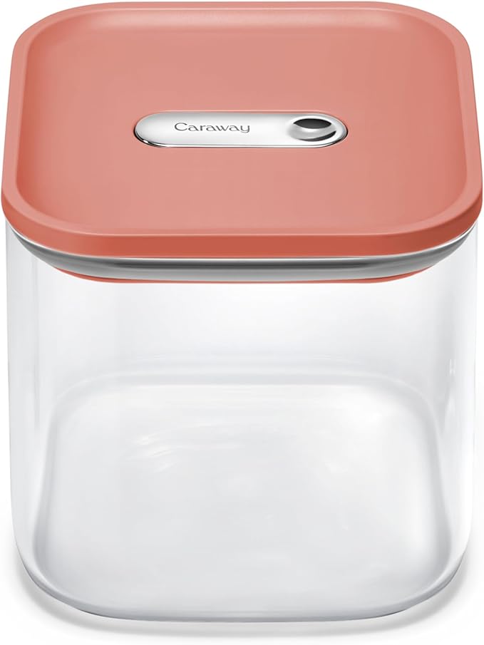 Caraway 2.5qt Glass Airtight Food Storage Container with Lid – Non-Toxic, BPA-Free Kitchen Storage Container – Stackable, Space-Saving Airtight Container for Dry Goods and More - Perracotta