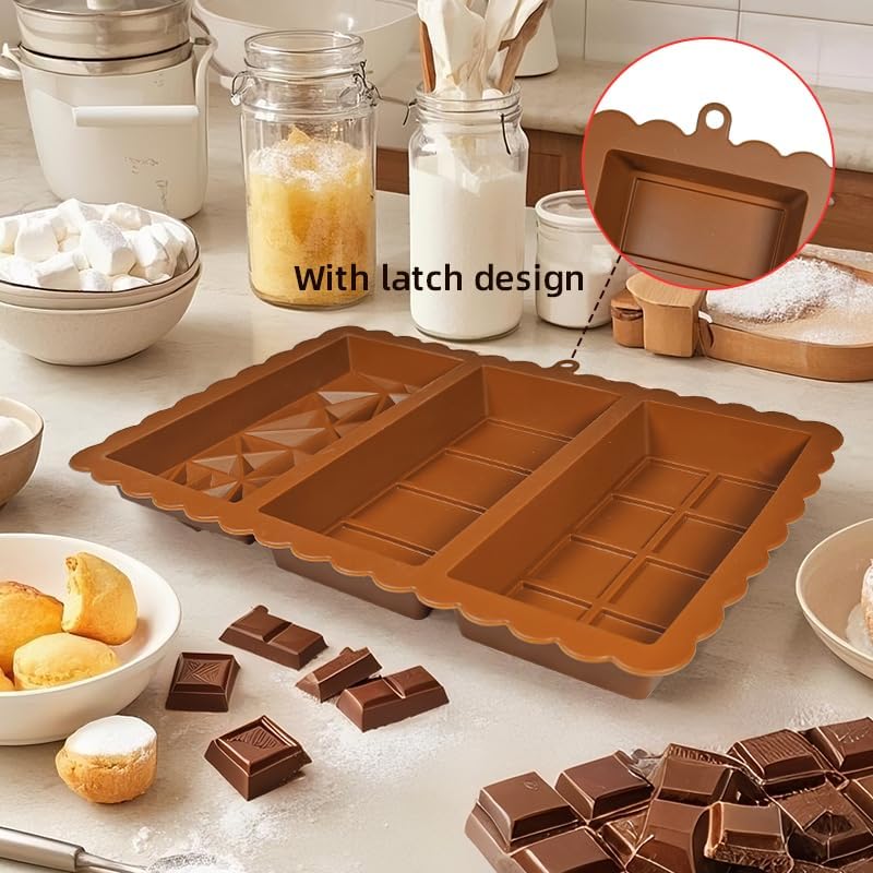 2-Pack 1 Inch Deep Large Silicone Chocolate Bar Molds with Scraper - Extra Deep & Thick Pistachio Chocolate Molds for and DIY Dubai Knafeh Chocolate