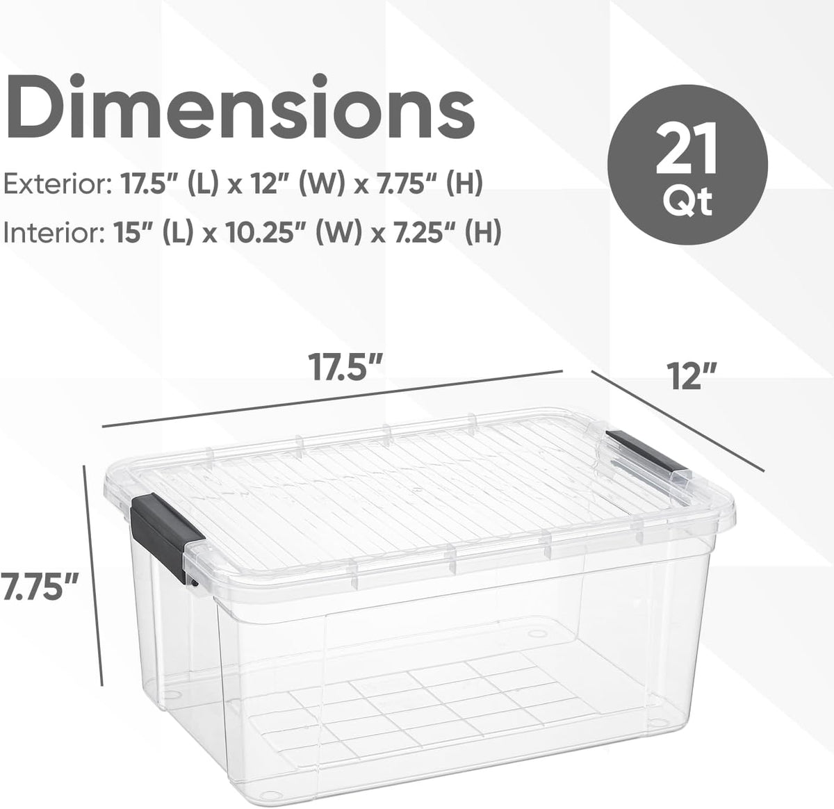 Superio Clear Storage Boxes with Lids, 20 Quart Plastic Container Bins for Organizing, Stackable Crates, BPA Free, Non Toxic, Odor Free, Organizers for Home, Office and Dorm, 4 Pack