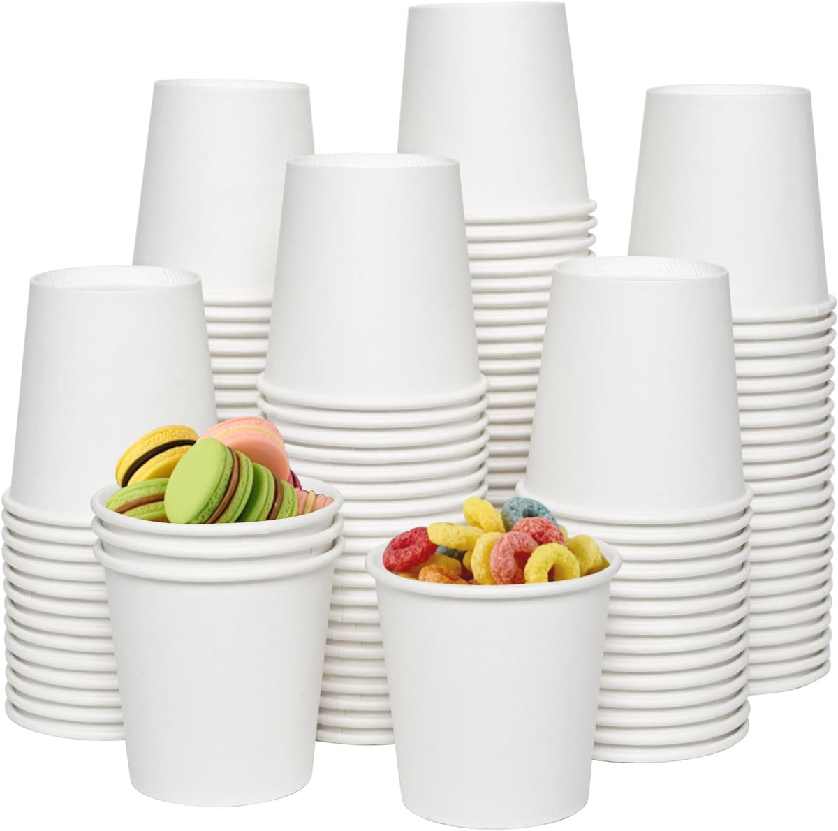 JOLLY CHEF 300 Pack Disposable Paper Coffee Cups 4 oz, White Small Paper Cups, Perfect for Bathroom, Mouthwash, Espresso, Tea