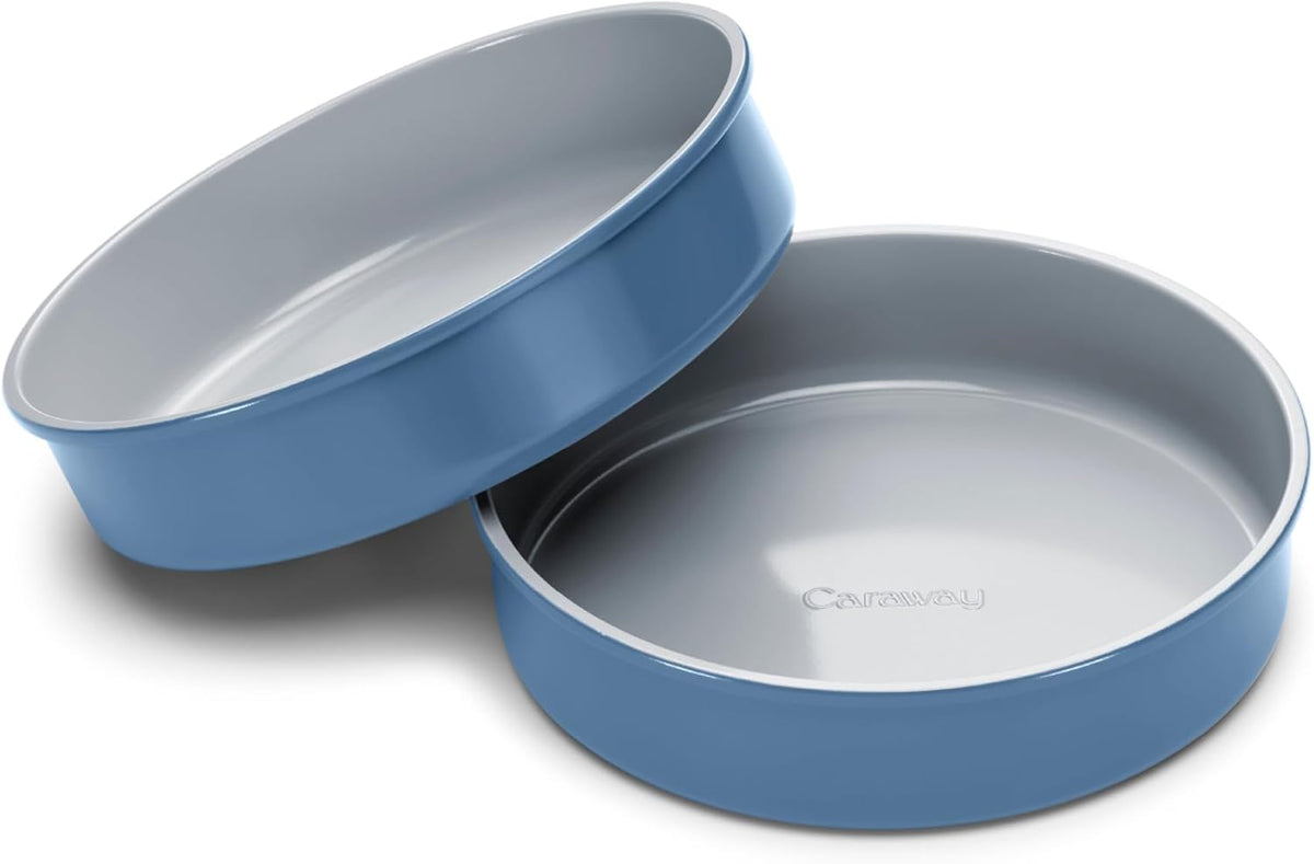 Caraway Non-Stick Ceramic 9” Circle Pans - Naturally Slick Ceramic Coating - Non-Toxic, PTFE & PFOA Free - Perfect for Birthday Cakes, Tartes, & More - Slate