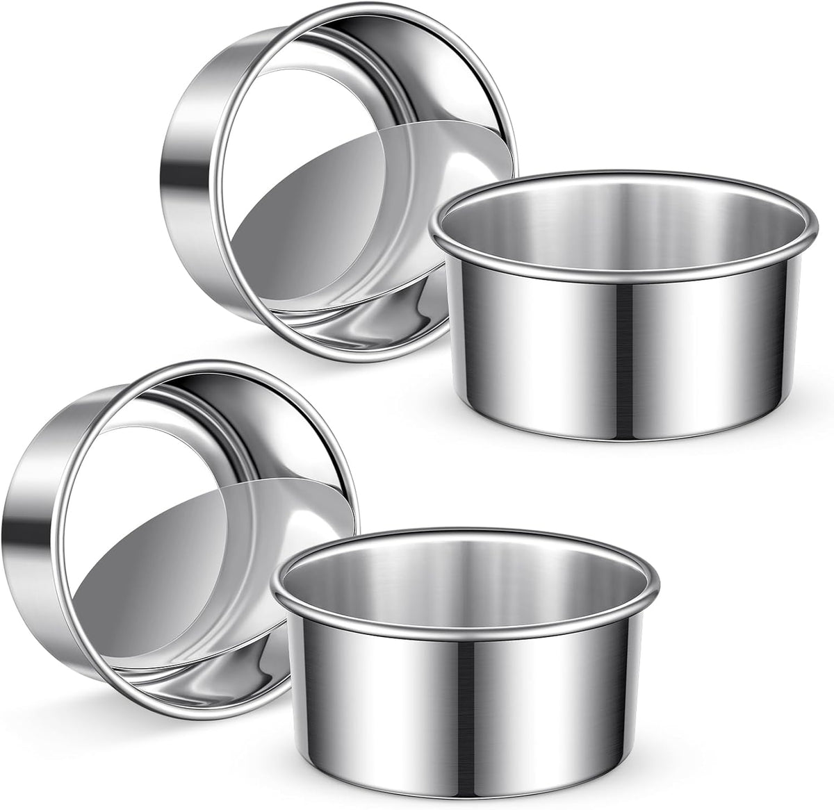 4 Inch Cake Pan Set of 4, Removable Bottom & Easy Releasing Mini Cake Pan, 304 Stainless Steel Round Cake Pan, Leakproof & Nonstick Small Cake Baking Pans, Non-Toxic & Healthy