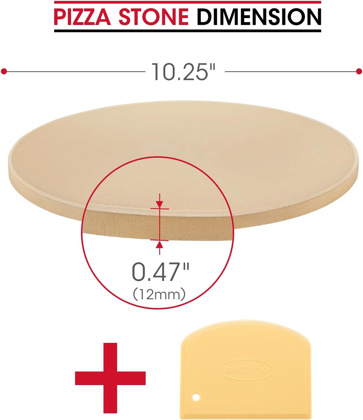Unicook Round Pizza Stone 10.25 Inch, Small Bread Baking Stone for Oven Grill, Perfect Size for Baking Crisp Crust Personal Pizza, Bread, Cookies and More