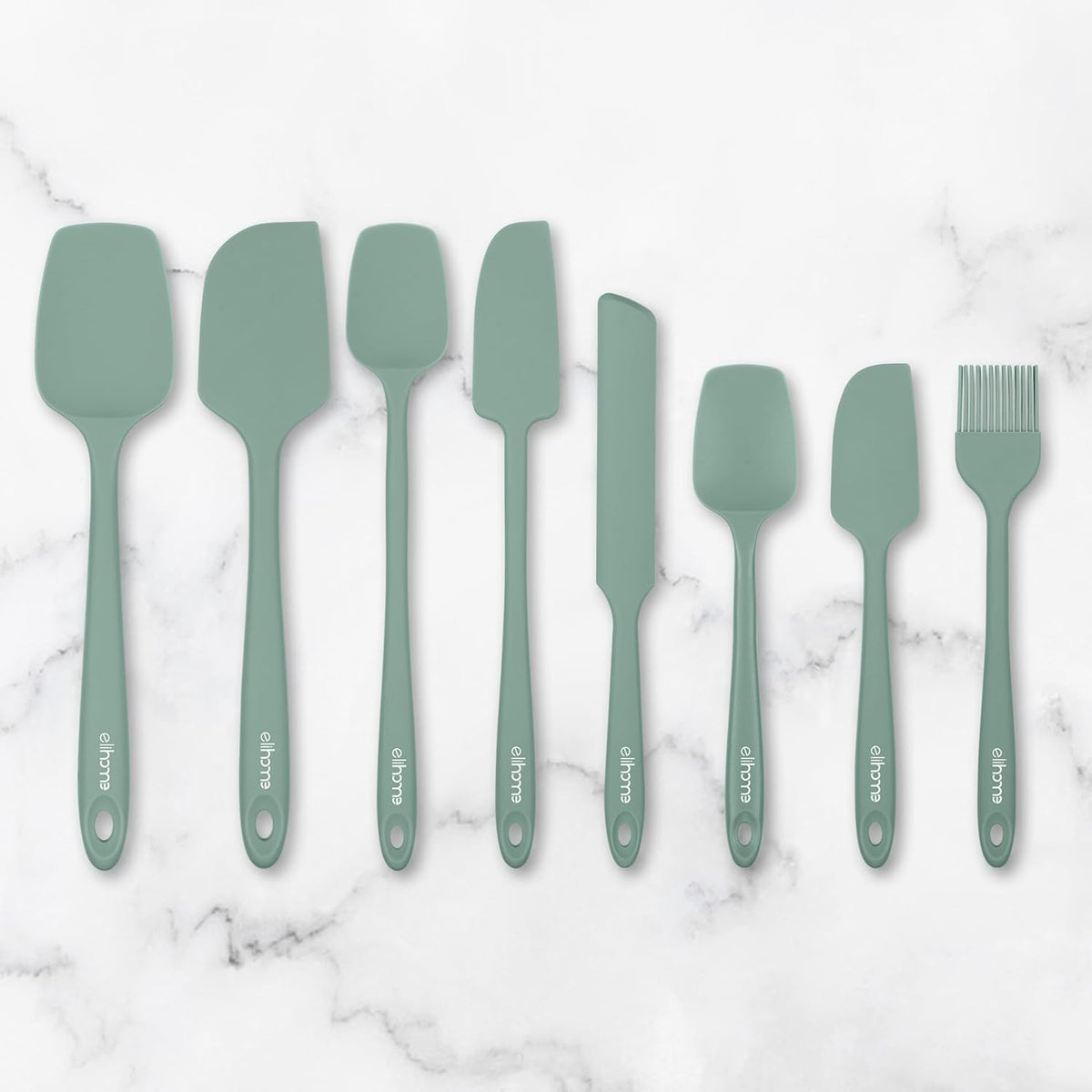 Elihome Classic Silicone Spoonula - Non-Stick Heat Resistant Silicone Scraper Spatula for Mixing, Serving, Scraping, Stirring, and More - 11 Inch, Sage Green