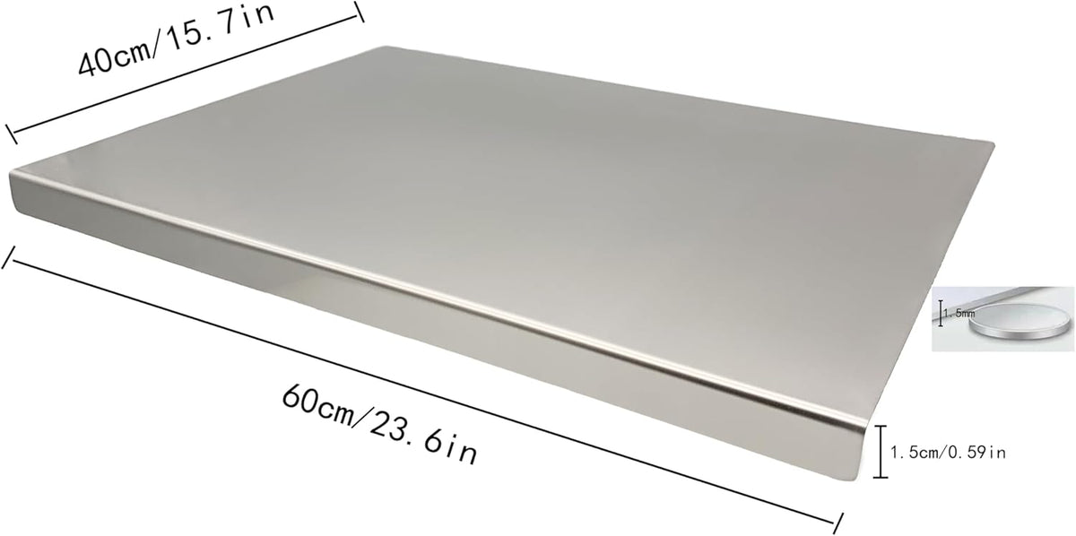 Stainless Steel Cutting Boards for Kitchen,Baking Board,Pastry Board,kneading Panel - Suitable for Cutting Vegetables, Fruits, Meat,bread - Easy To Clean and Store (60x40cm/23.6x15.7in)