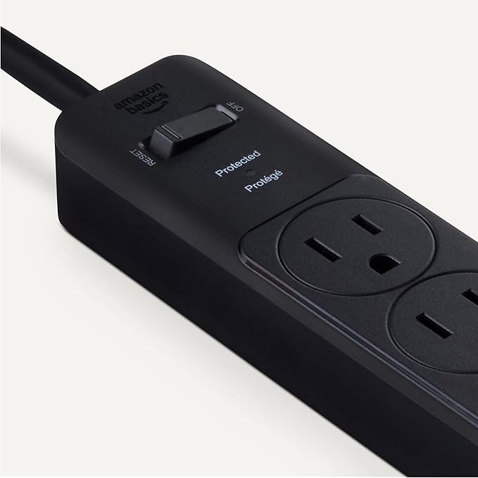 Amazon Basics Surge Protector Power Strip, 6-Outlet, 790 Joules, 6ft Extension Cord, Black