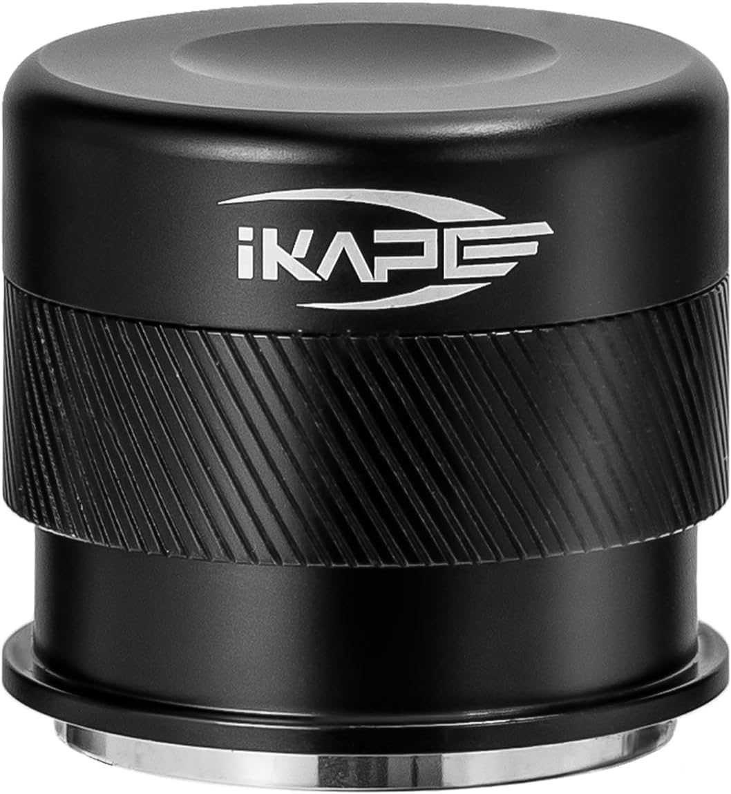 IKAPE Coffee Products, 53MM Espresso Tamper, Premium Barista Coffee Calibrated Tamper with Spring Loaded, 100% Stainless Steel Tamper Compatible with 54MM Breville Bottomless Portafilter (Black)