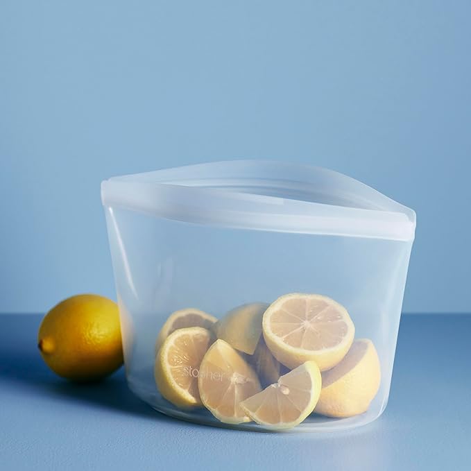 Stasher Premium Silicone Reusable Food Storage Bowl, 6-Cup, Clear, Microwave, Sous Vide, Dishwasher, Oven and Freezer Safe, Travel Container, BPA Free, Leak-free, Eco-friendly