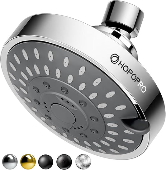 HOPOPRO 5-Mode High Pressure Shower Head - The Washington Post, NBC News, Today TV Show Recommended - High Flow Fixed Showerheads (4 Inch Chrome)