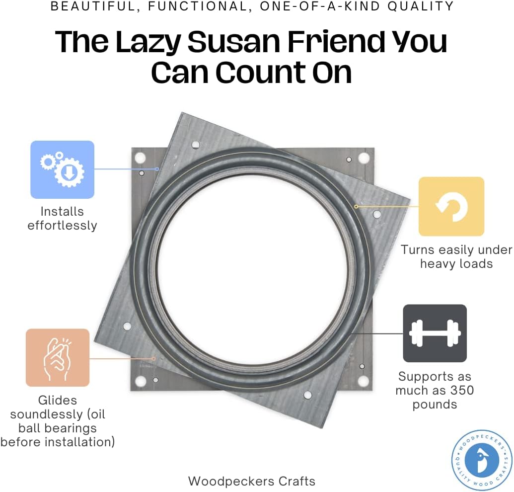 Lazy Susan Hardware, 4 inch, 350 lbs. Load Capacity, Pack of 2 Steel Lazy Susan Turntable Ball Bearing, by Woodpeckers