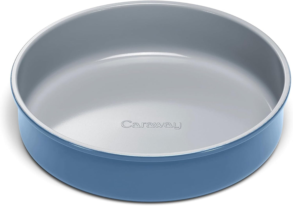 Caraway Non-Stick Ceramic 9” Circle Pan - Naturally Slick Ceramic Coating - Non-Toxic, PTFE & PFOA Free - Perfect for Birthday Cakes, Tartes, & More - Slate