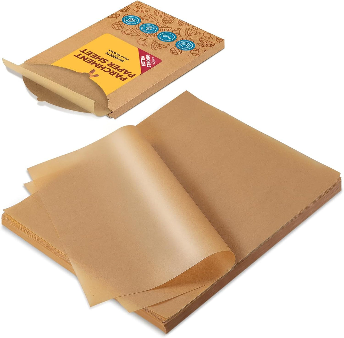 Katbite 265Pcs 10x15 inches Parchment Paper Sheets, Heavy Duty Unbleached Baking Paper, Pre-cut and Oil Proof Perfect for Steaming Cooking Bread Cake & Wrapping Foods[Advanced Series]