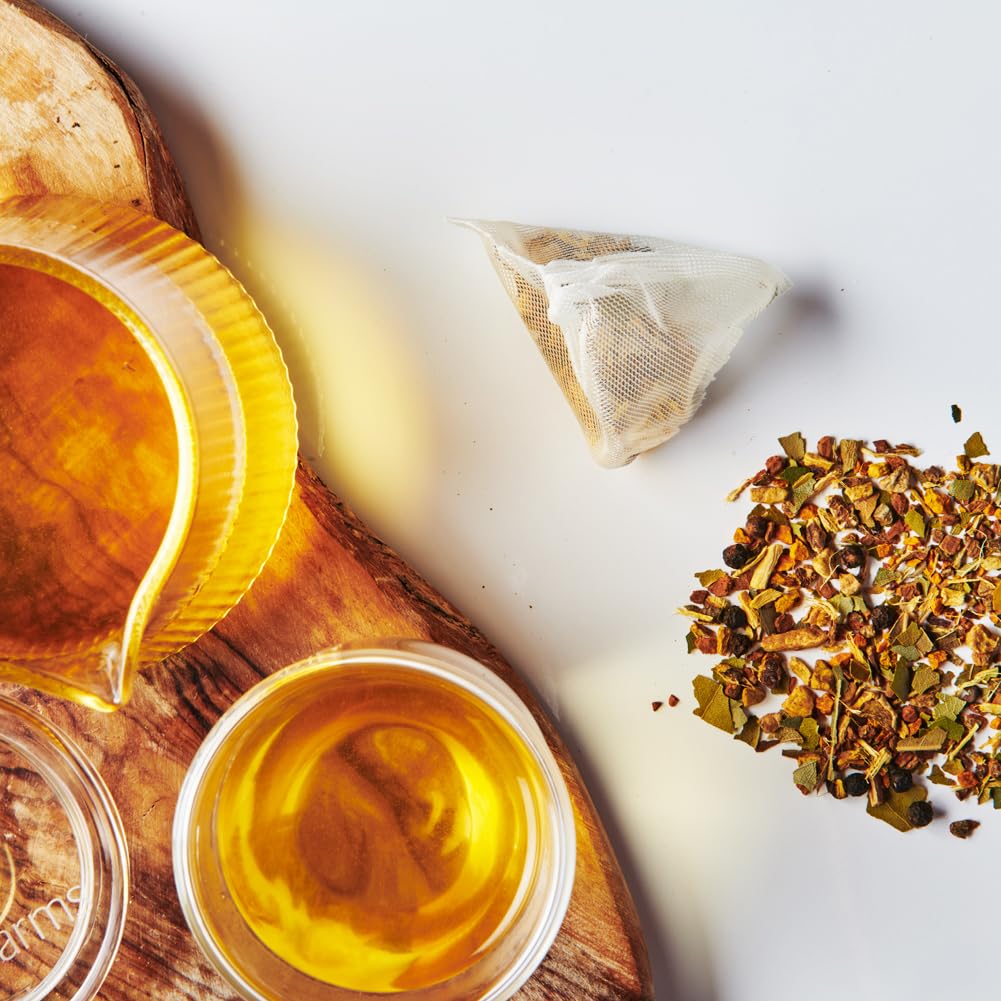 Grace Farms BREATHE Wellness Organic Tea Blend (50 Sachet Pouch) | Turmeric and Ginger with Adaptogenic Herbs | Immunity and Digestion Support | Caffeine Free | Gives Back 100% of Profits