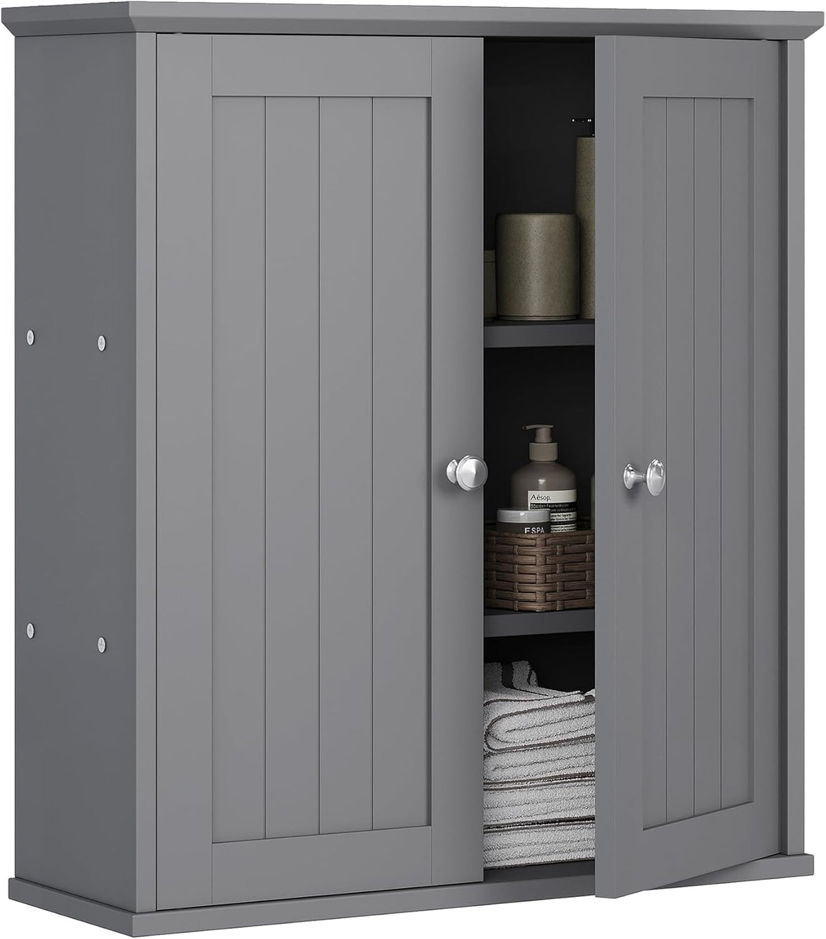 Meilocar Bathroom Wall Cabinet, Bathroom Cabinet Wall Mount, Over Toilet Space Saver Storage Cabinets Wall Mounted, Wood Medicine Cabinets with Doors, Grey