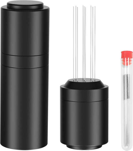 WDT Espresso Distribution Tools Espresso Stirrer Tool WDT Coffee Distributor for Barista Espresso Machine Accessories 9*0.35mm Espresso Grounds Stirrer with Extra 9 Replaceable Needles,Black