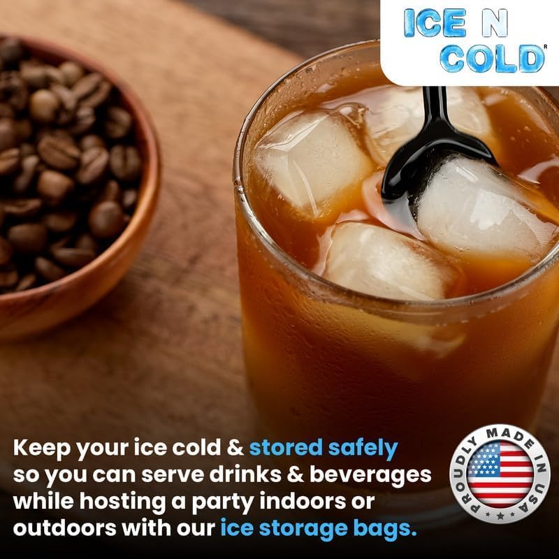 Ice Bags with Drawstring Closure | 20lb, 500ct/cs | 50 mic Thickness | Portable Storage and Freezer Keeper