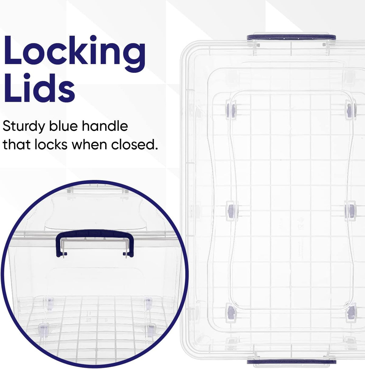 Superio Storage Bins with Lids, Clear Plastic Containers for Organizing, Stackable Totes, BPA Free, Odor Free, Organizer Boxes for Home, and Dorm (4 Pack, 44 Quart)