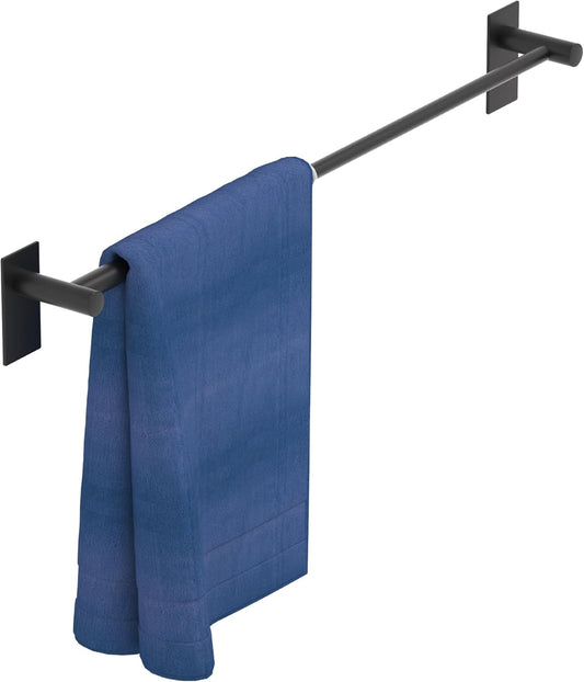Adjustable AdhesiveTowel Bar 2 Pack, HOMOTEK Economical Self Stick Single Towel Holders, Towel Rod Size from 12 Inch to 22 InchTowel Racks, Towel Hanger Hook for Kitchen(Matte Black)