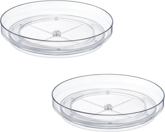 2 Pack, 10 Inch Clear Non-Skid Lazy Susan Organizers - Turntable Rack for Kitchen Cabinet, Pantry Organization and Storage, Fridge, Bathroom Closet, Vanity Countertop Makeup Organizing, Spice Rack