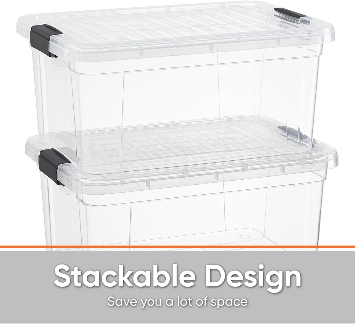 Superio Clear Storage Bins with Lids, Stackable Storage Box with Latches and Handles, Extra Small, 2 Pack 1.75 Quart