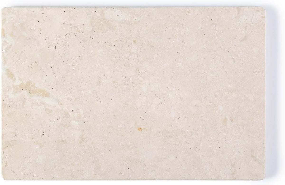 Koville Natural Travertine Marble Cutting Board for Kitchen Counter, 12" x 8" Real Stone Slab Marble Cheese Board for Home Decor, Stone Pastry Boards Bathroom Perfume Tray Candle Plate