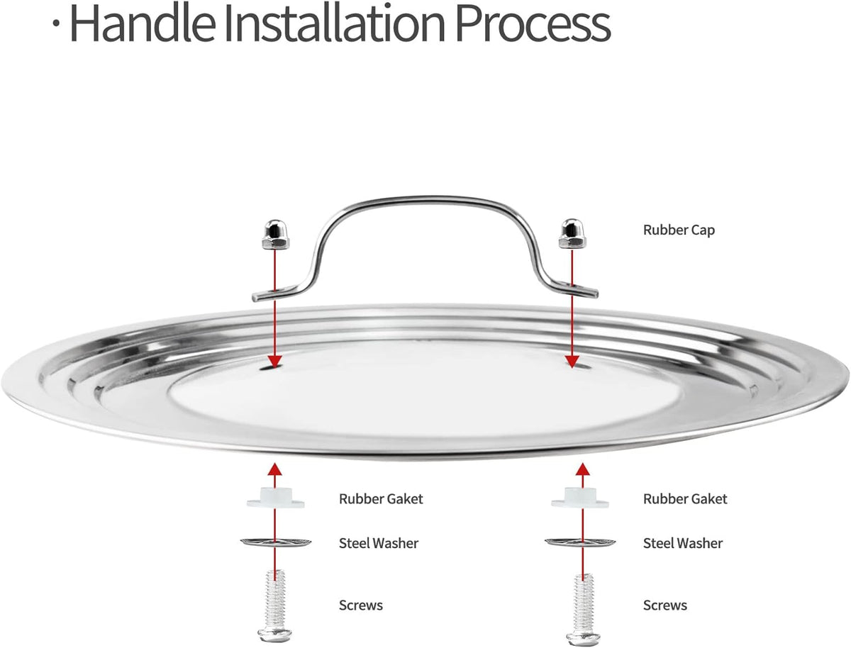 Stainless Steel Universal Lid for Pots, Pans and Skillets-Fits 7" to 12" Replacement Frying Pan Cover and Cast Iron Skillet Lid
