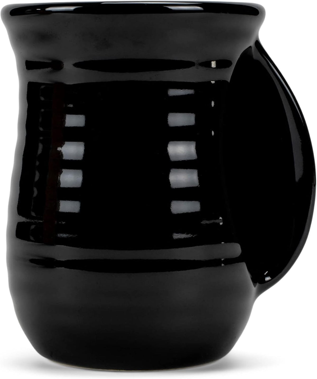 Elanze Designs Ribbed 14 ounce Ceramic Stoneware Handwarmer Mug, Black