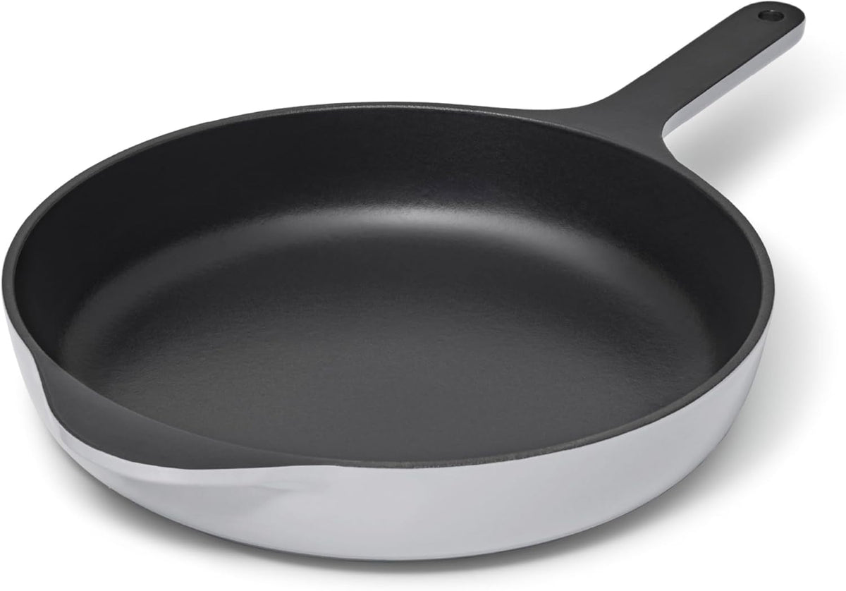 Caraway Cast Iron Skillet - 10.5” Enameled Cast Iron Pan With 3 Layer Enamel Coating - No Seasoning Required - Compatible With All Stovetops - Free From Forever Chemicals - Gray
