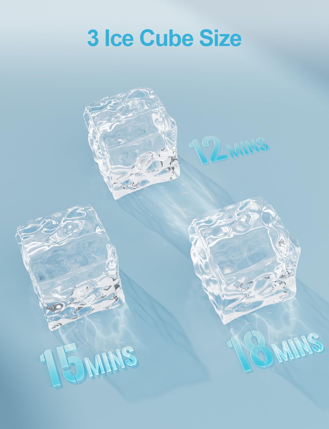 Commercial Ice Maker Machine, 150 lbs/24H, Under Counter Ice Machine, Stainless Steel Freestanding Ice Makers for Home Bar Restaurant Outdoor, Self-Cleaning, 45Pcs Ice Cubes 6Mins