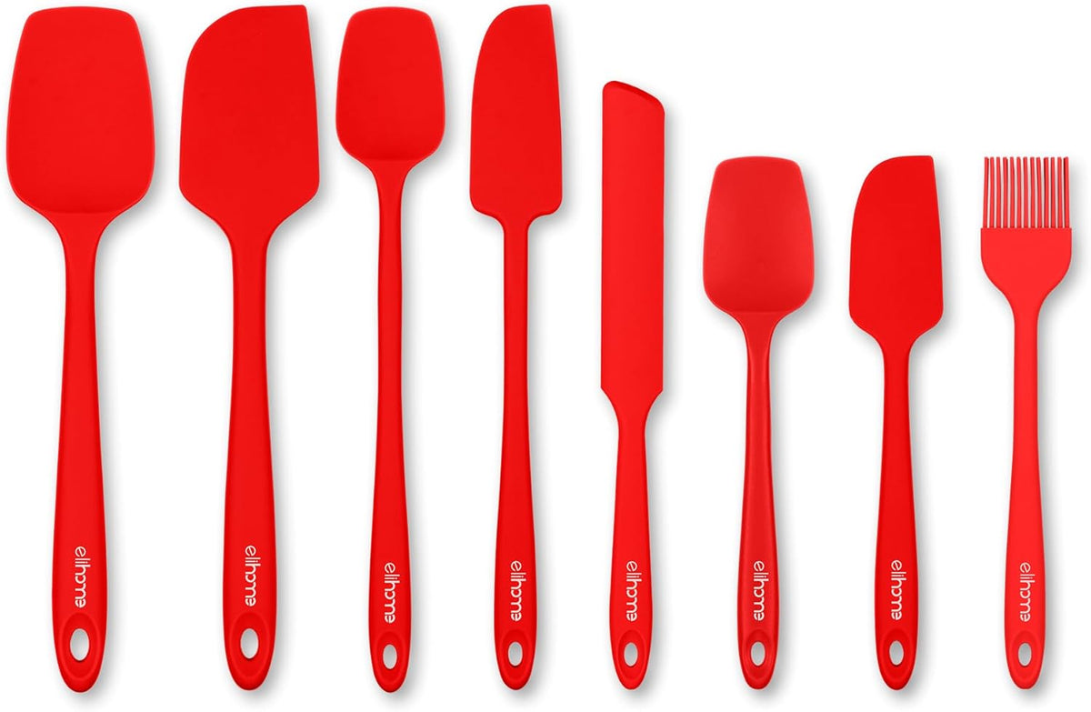 Elihome Mini Silicone Spoonula - Non-Stick Heat Resistant Silicone Scraper Spatula for Mixing, Serving, Scraping, Stirring, and More, 8.75 Inch, Red