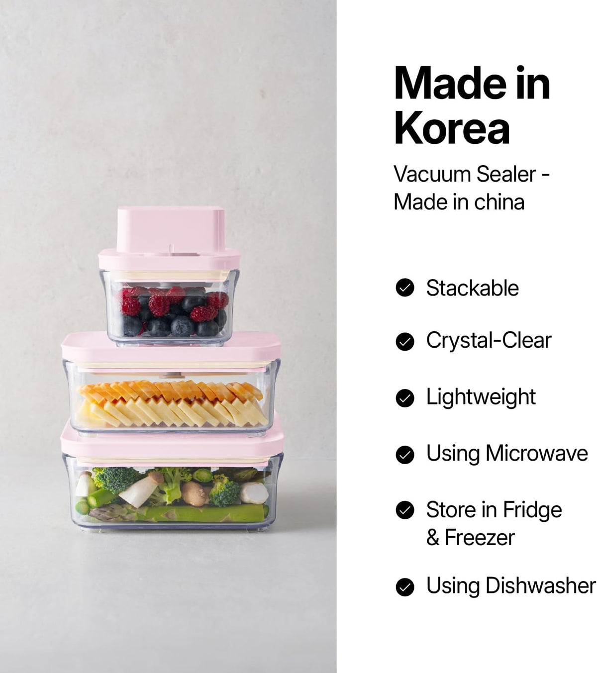 Premium Airtight Food Storage Containers ROSE 2.0L(2.11qt) 2P/SET, Patented Double Silicone Lining, 100% Leak Proof, BPA-FREE