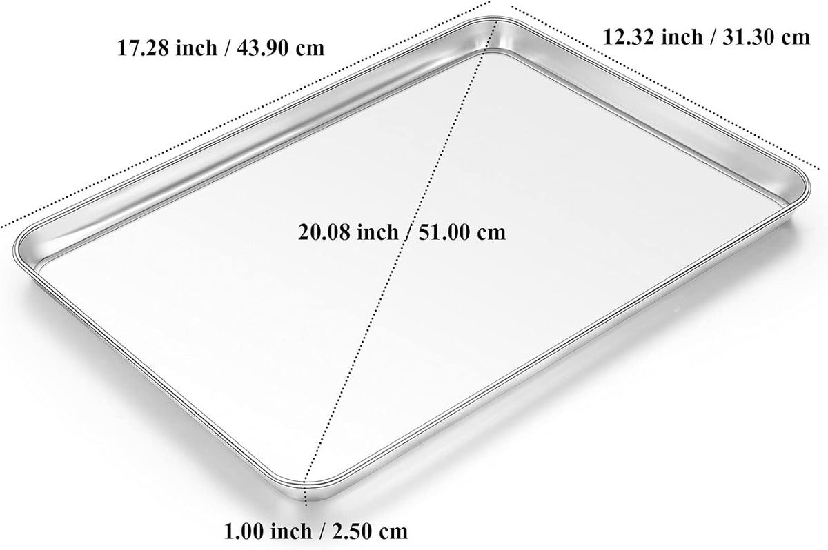 Baking Sheet with Rack Set, Yododo Set of 4 (2 Sheets + 2 Racks), Stainless Steel Cookie Sheet Baking Pan Tray with Cooling Rack, Non Toxic & Heavy Duty & Easy Clean - Size of 17½ inch