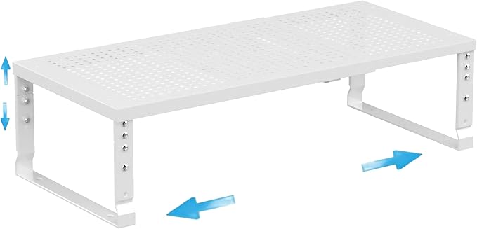 Expandable Spice Rack Kitchen Cabinet Shelf Organizer, Stackable Storage Shelves Racks, Adjustable Counter Shelving for Cabinets, Countertop, Cupboard,Pantry and More(1Pack/White/Medium)