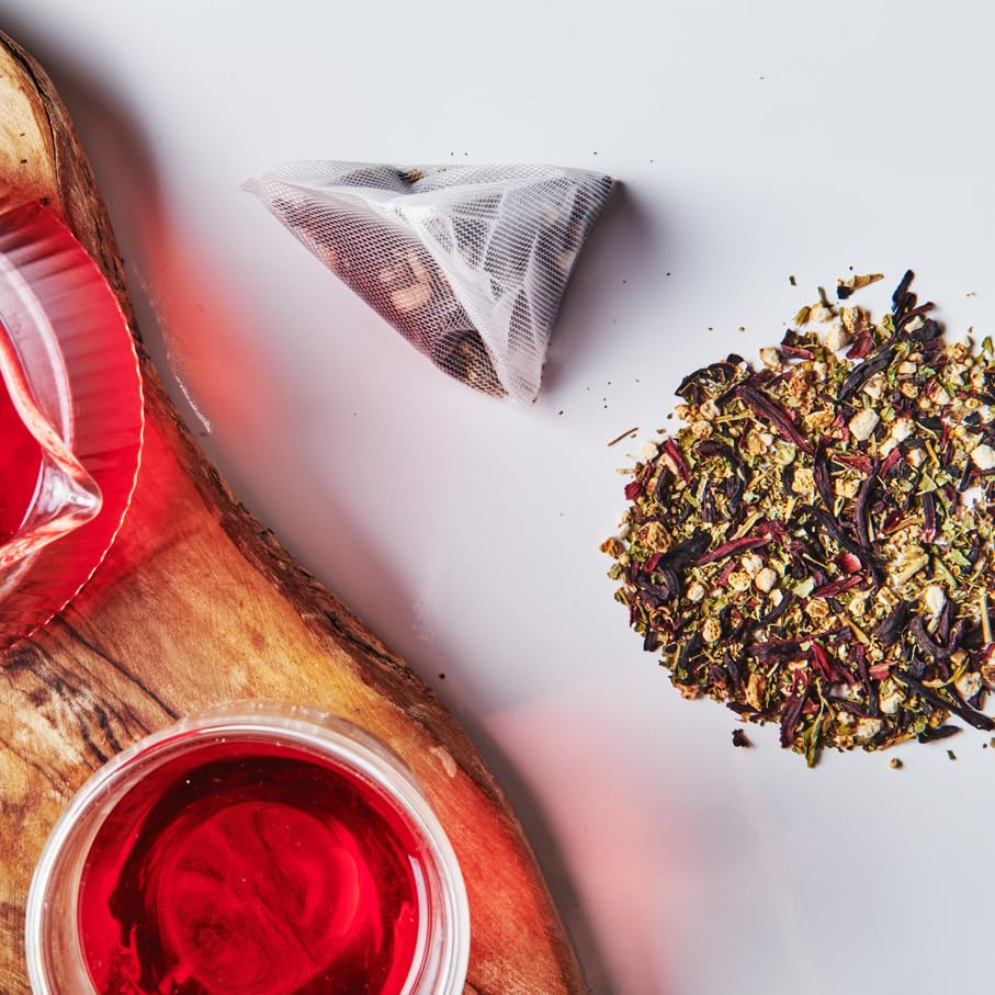 Grace Farms HIBISCUS ORANGE Herbal Tea (16 Pyramid Sachets) | Naturally Sweet, Reviving and Caffeine Free | Organic, Fair Trade and Kosher Certified | Delicious Iced Tea | Gives Back 100% of Profits