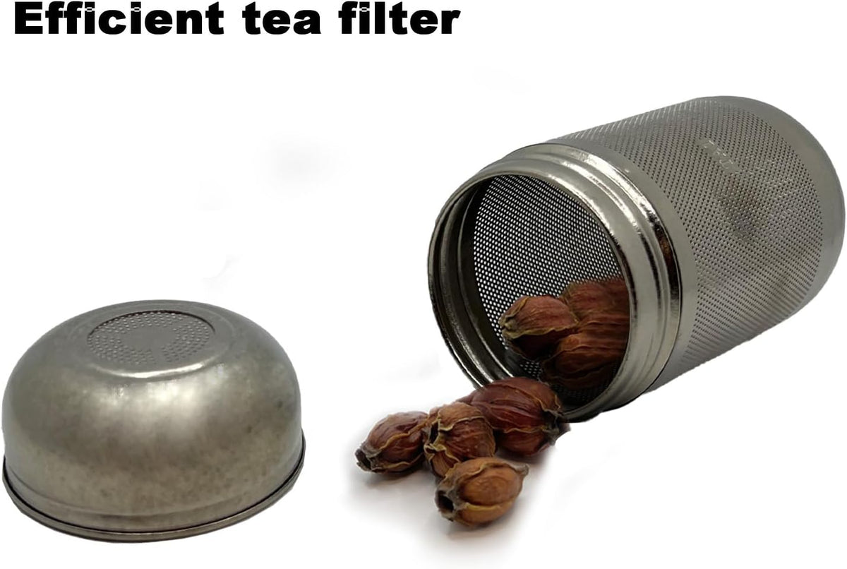 Titanium Tea Infuser for Loose Leaf & Fruit - Extra Fine Mesh Strainer Insert, Screw-Top Lid, Reusable Filter for Herbs, Lemon, Cucumber, Coffee & Spices