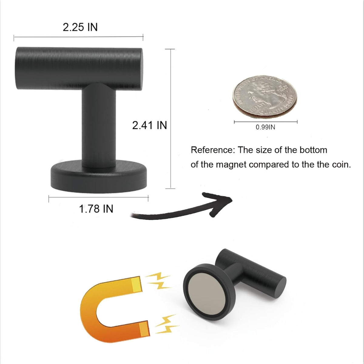 Magnetic Hooks Coat Magnet Hooks for Hanging,Magnetic Hooks Heavy Duty with Rare Earth Neodymium for Pot Holder,Grill,Refrigerator,Home,Kitchen,Workplace or Office.Pack of 4,Black